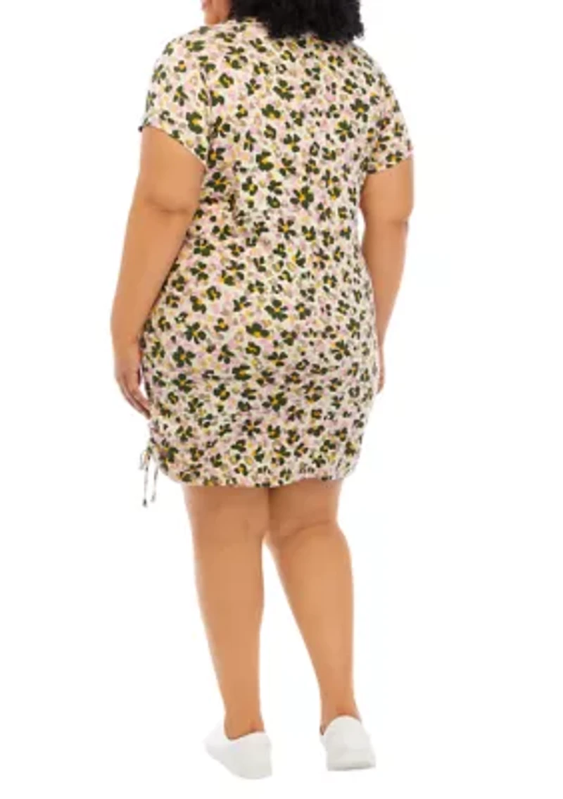 Plus Printed Drawstring Dress