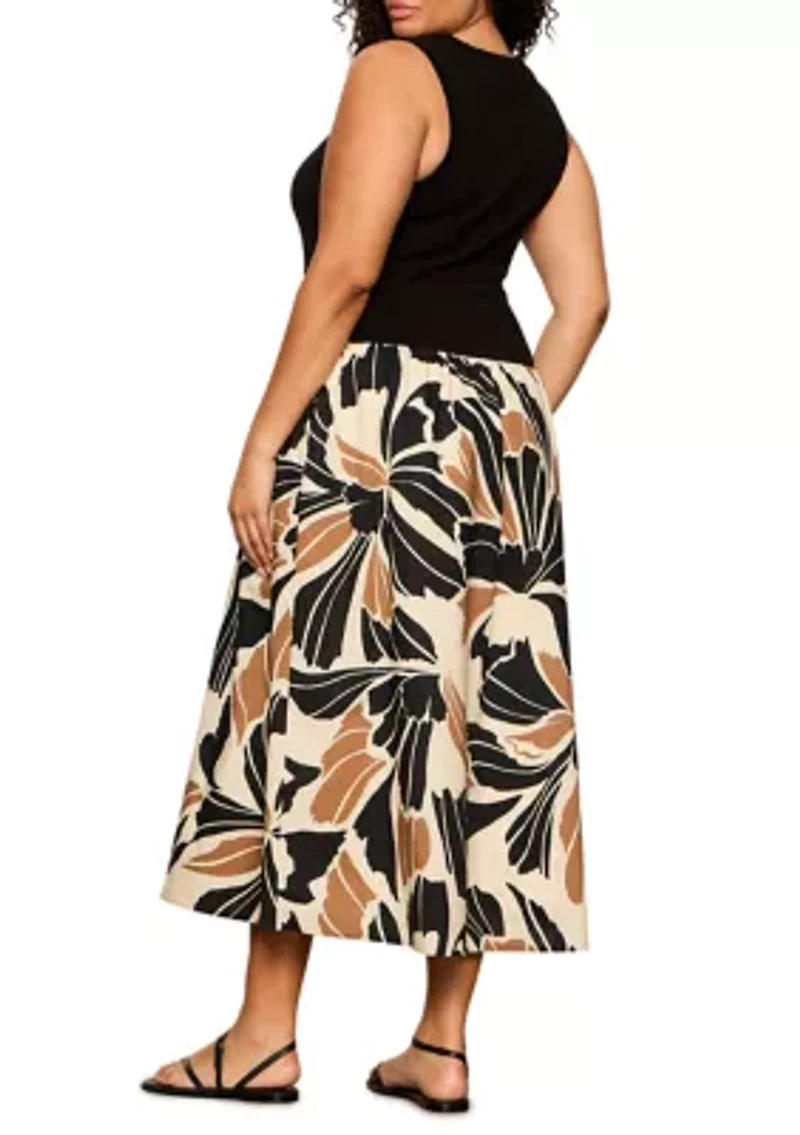 Plus Sandbar Mixed Media Midi Dress