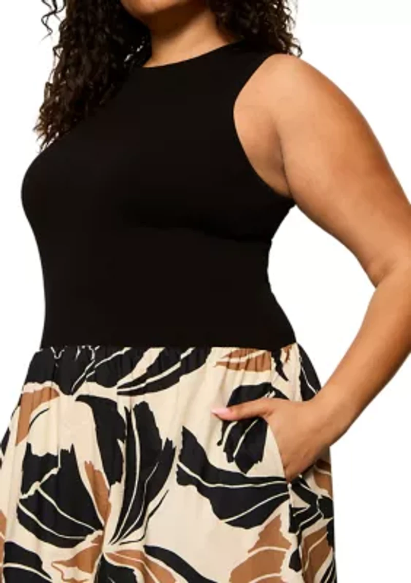 Plus Sandbar Mixed Media Midi Dress