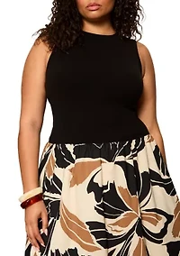 Plus Sandbar Mixed Media Midi Dress