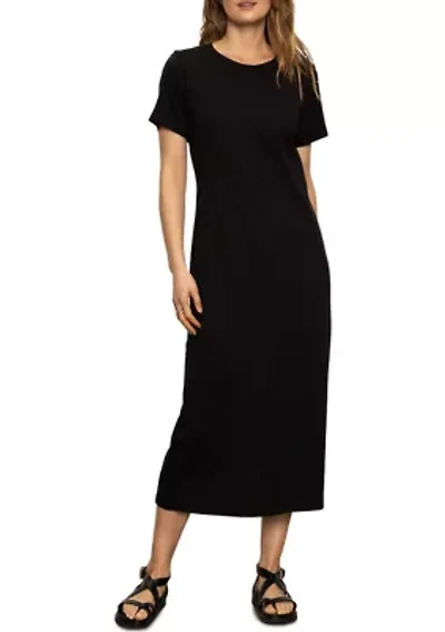 Women's Short Sleeve Maxi Dress with Back Slit