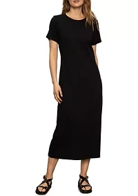 Women's Short Sleeve Maxi Dress with Back Slit