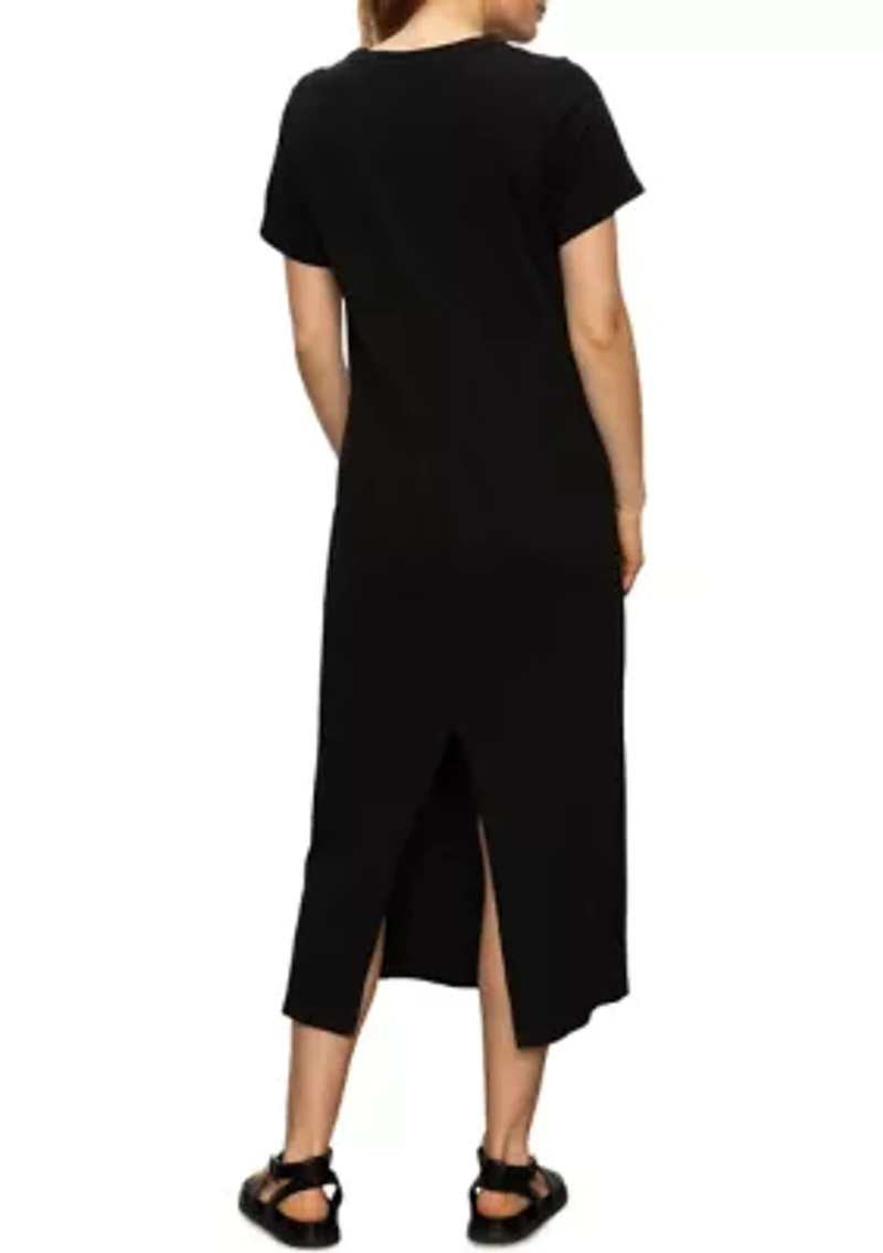 Women's Short Sleeve Maxi Dress with Back Slit