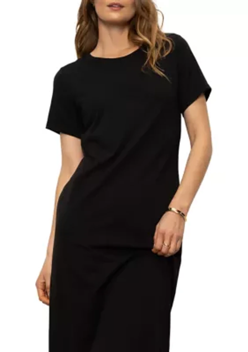Women's Short Sleeve Maxi Dress with Back Slit