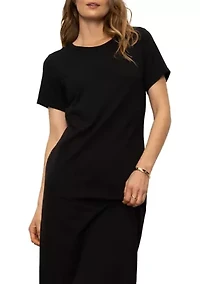 Women's Short Sleeve Maxi Dress with Back Slit