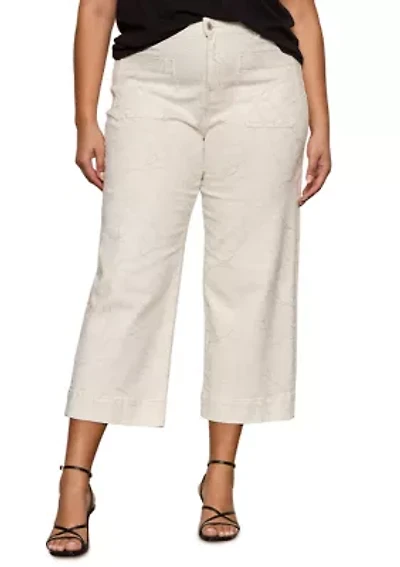 Plus Marine Cropped Wide Leg Pants