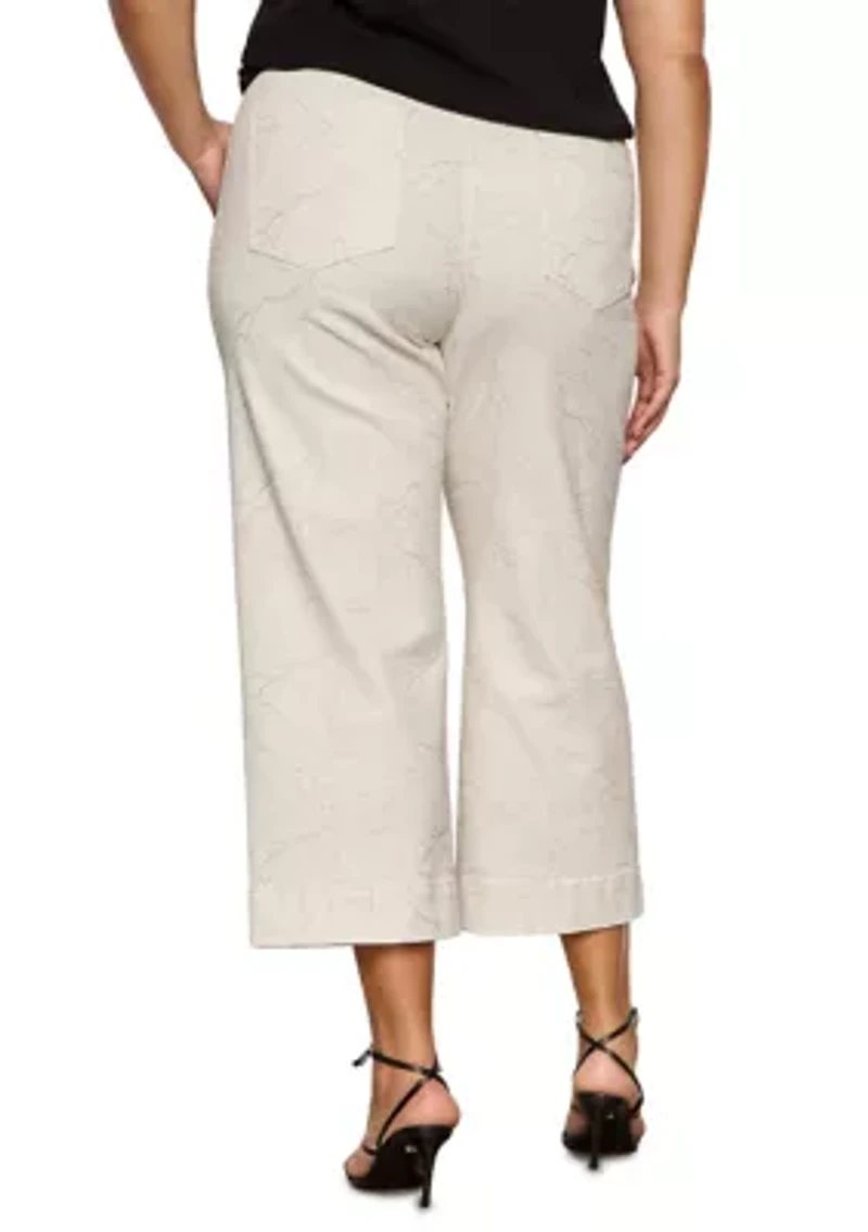 Plus Marine Cropped Wide Leg Pants