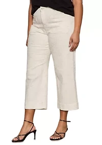 Plus Marine Cropped Wide Leg Pants