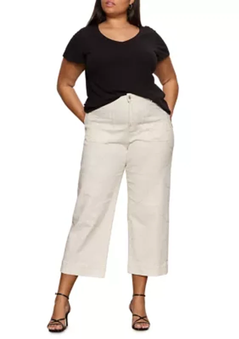 Plus Marine Cropped Wide Leg Pants