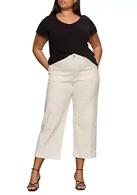 Plus Marine Cropped Wide Leg Pants