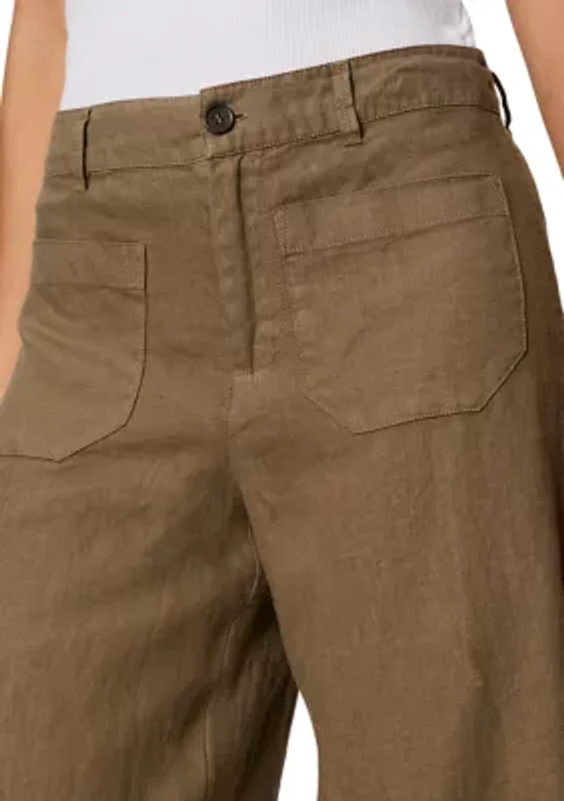 Women's Linen Marine Wide Leg Pants