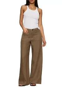 Women's Linen Marine Wide Leg Pants