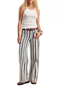 Women's Marine Full Length Striped Jeans
