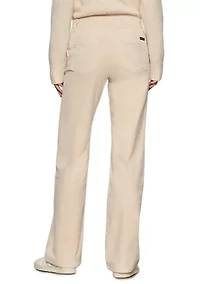 Women's Velveteen Marine Full Length Straight Leg Pants with Stretch