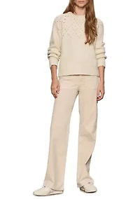 Women's Velveteen Marine Full Length Straight Leg Pants with Stretch