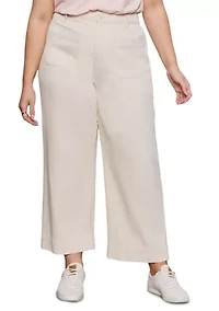 Plus Soft Marine Wide Leg Crop Pants