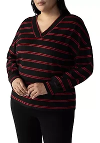 Plus Cozy V-Neck Waffle Tunic Top