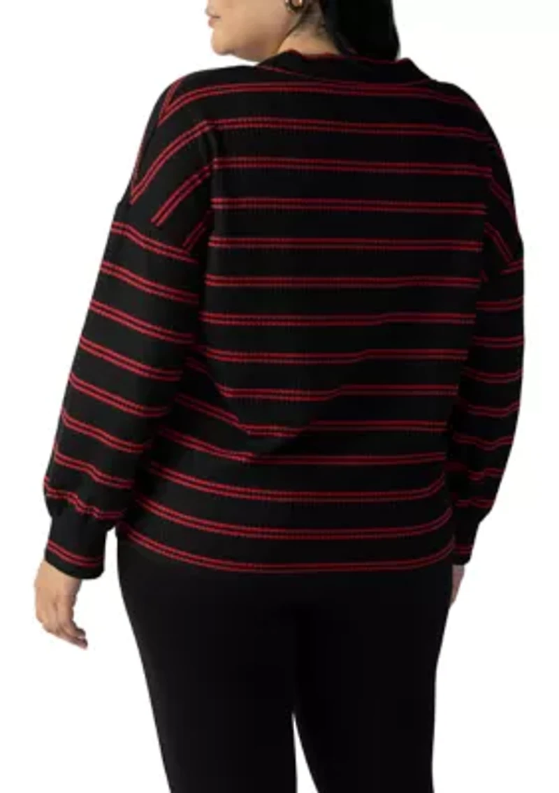 Plus Cozy V-Neck Waffle Tunic Top