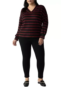 Plus Cozy V-Neck Waffle Tunic Top