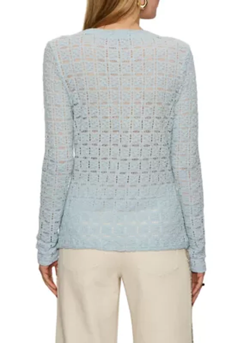 Women's Long Sleeve Tile Pucker Lace Perfect Top