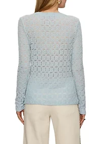 Women's Long Sleeve Tile Pucker Lace Perfect Top