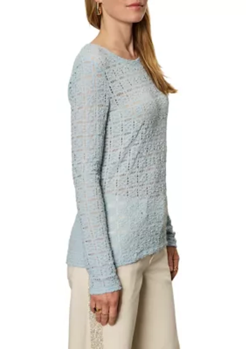 Women's Long Sleeve Tile Pucker Lace Perfect Top