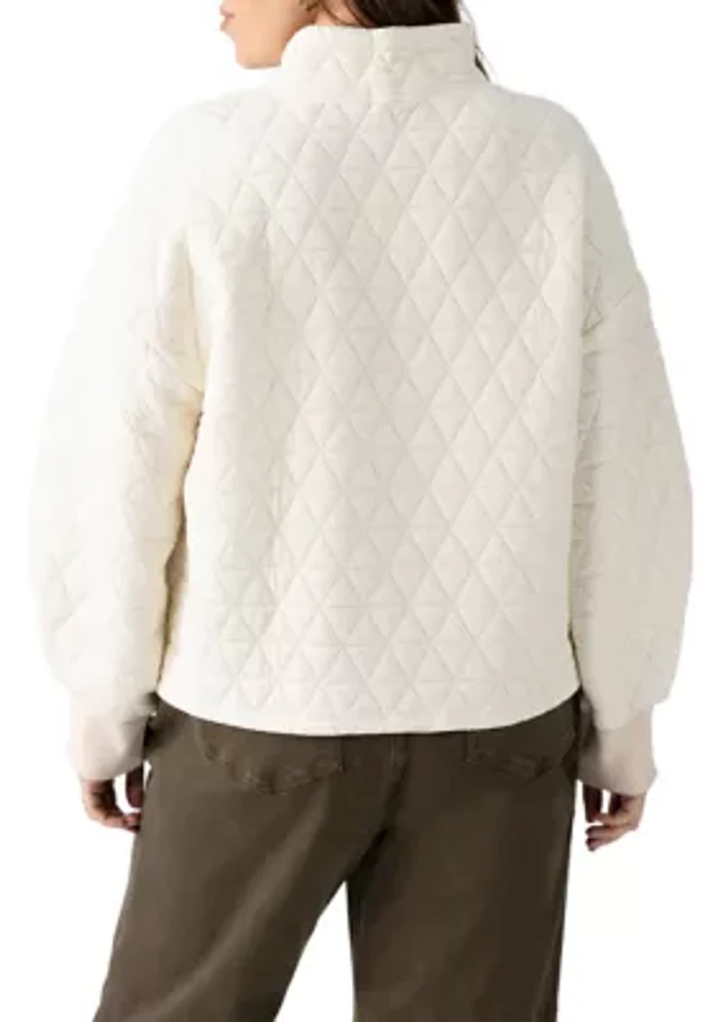 Plus Quilted Button Up Popover Sweatshirt