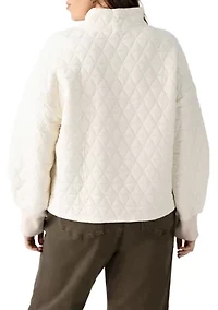 Plus Quilted Button Up Popover Sweatshirt