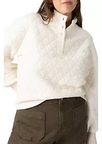 Plus Quilted Button Up Popover Sweatshirt