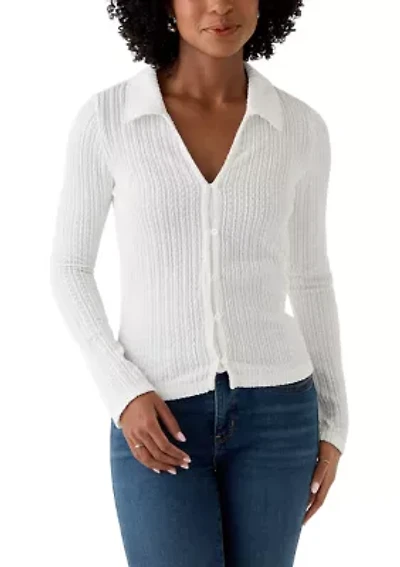 Women's Textured Button Down Top