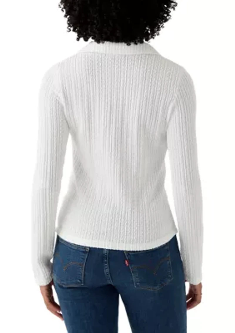 Women's Textured Button Down Top