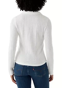 Women's Textured Button Down Top