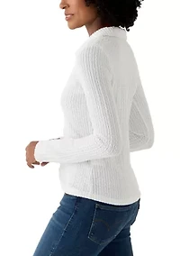 Women's Textured Button Down Top