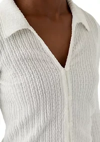 Women's Textured Button Down Top