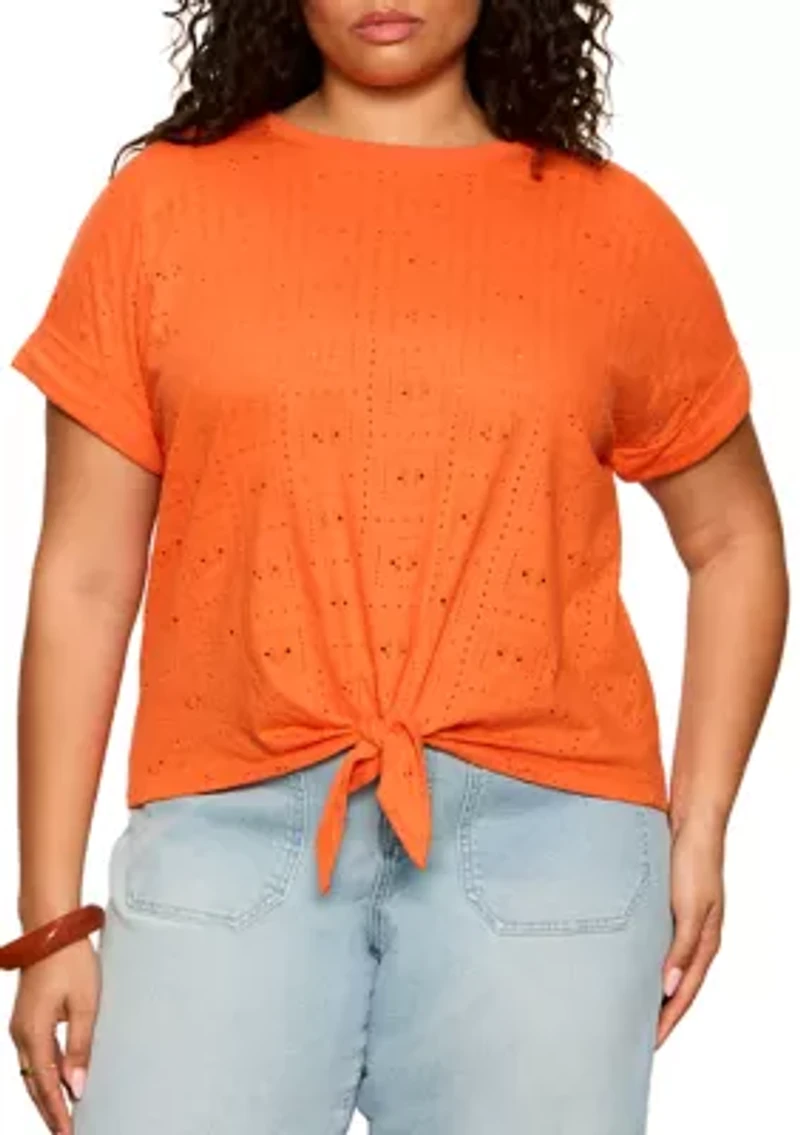 Plus Eyelet All Day Tie T-Shirt