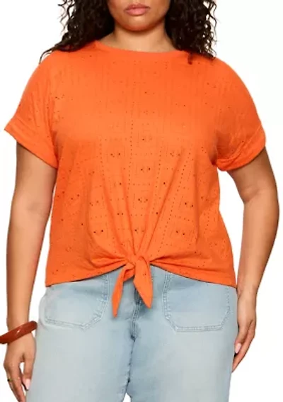 Plus Eyelet All Day Tie T-Shirt