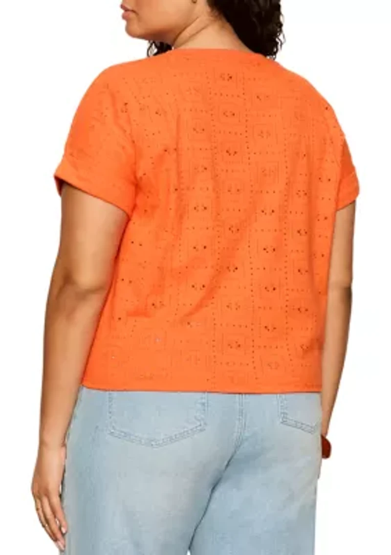 Plus Eyelet All Day Tie T-Shirt