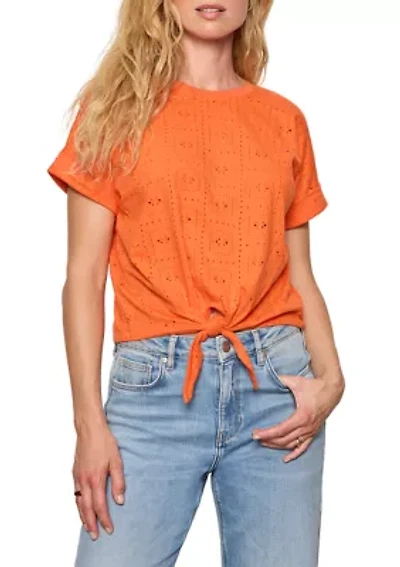 Women's Eyelet All Day Tie Top