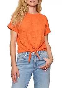 Women's Eyelet All Day Tie Top