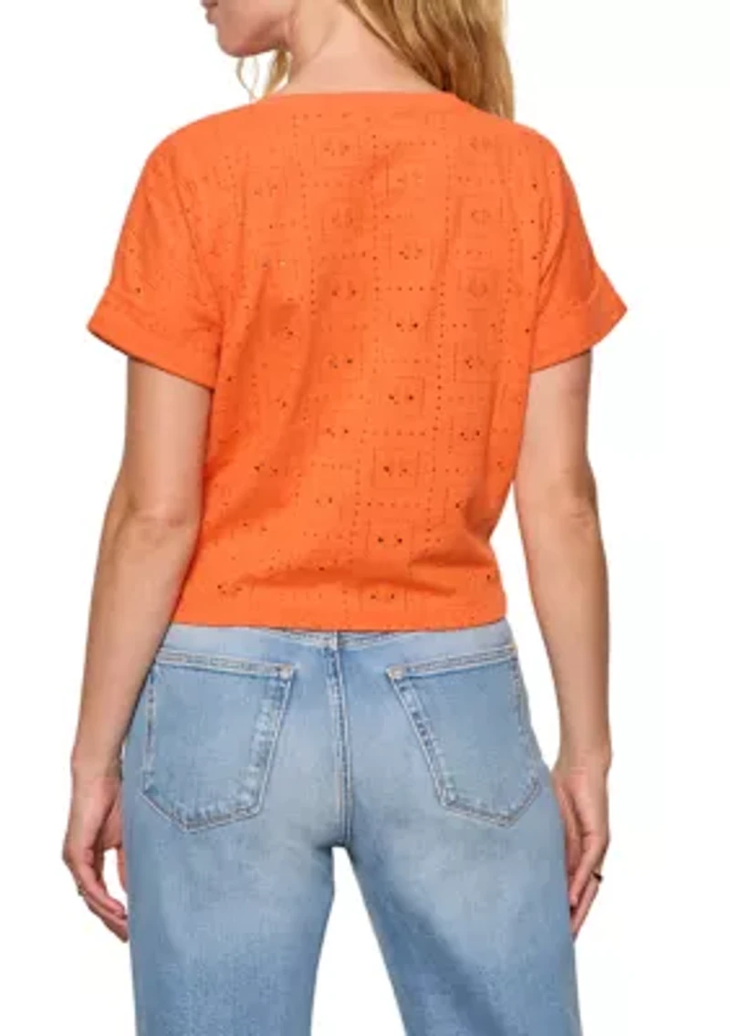 Women's Eyelet All Day Tie Top
