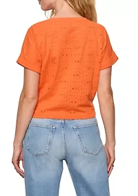 Women's Eyelet All Day Tie Top