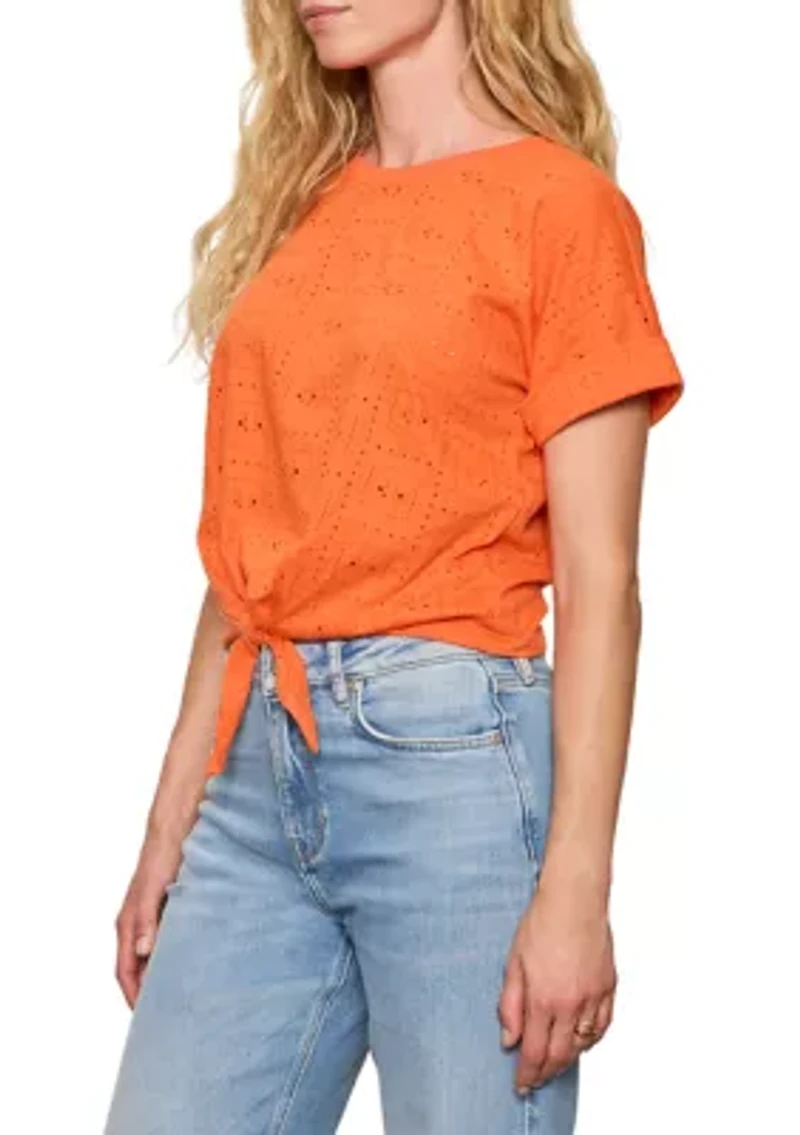 Women's Eyelet All Day Tie Top