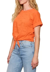 Women's Eyelet All Day Tie Top