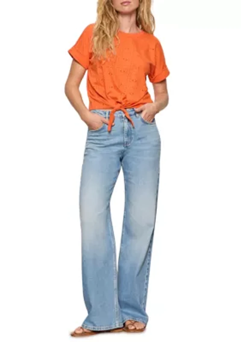 Women's Eyelet All Day Tie Top