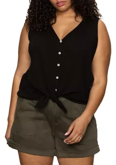 Plus Vacation Tie Shell Top