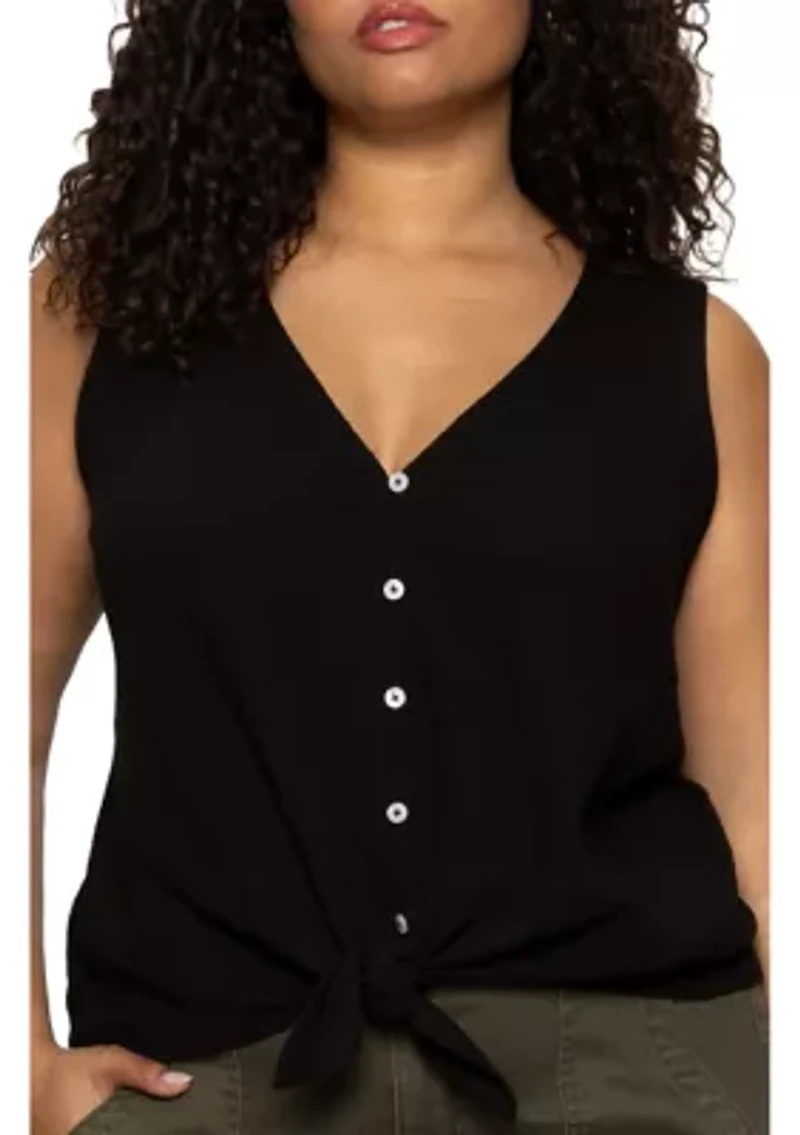 Plus Vacation Tie Shell Top