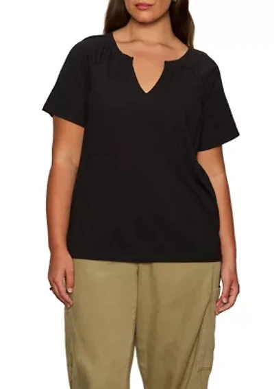Plus Split Neck T-Shirt