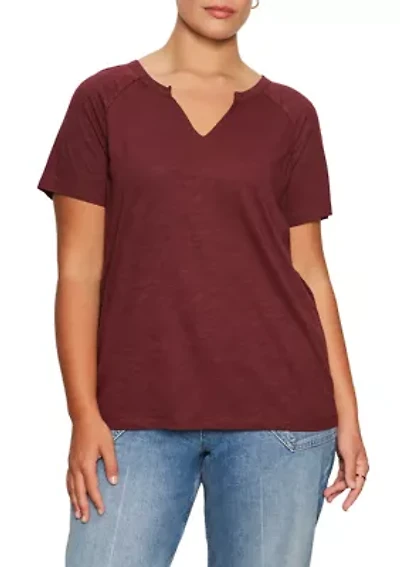 Plus Split Neck T-Shirt