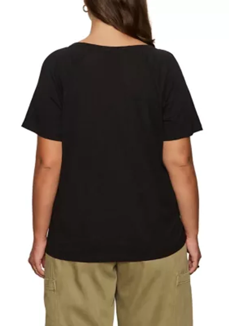 Plus Split Neck T-Shirt
