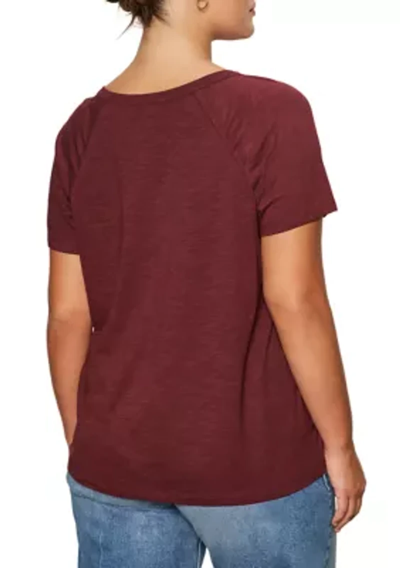 Plus Split Neck T-Shirt